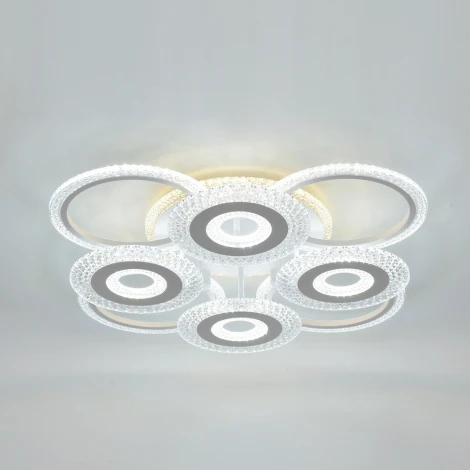 Потолочная люстра светодиодная Escada Klio 10276/8LED 135Вт, металл/акрил, белый (220V, пульт управления)