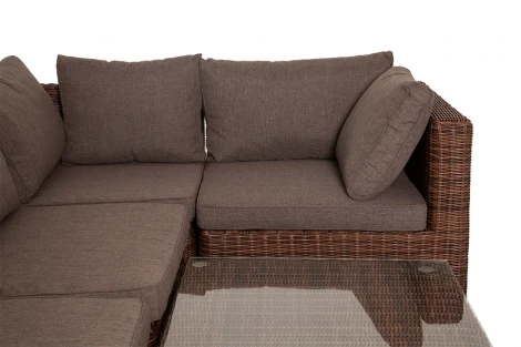 Трансформирующаяся лаунж-зона из искусственного ротанга, цвет коричневый 4SIS Лунго LS5O1T1-7-SET brown