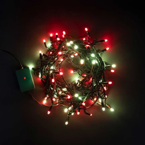 Гирлянда Нить с Колпачком 15м Разноцветная 220В, 100 LED, Провод Черный Каучук, IP65