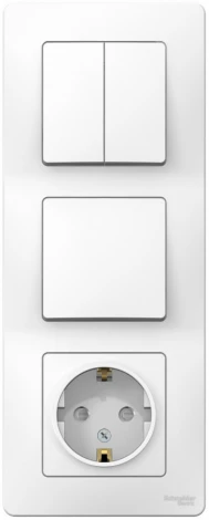 Розетка встраиваемая с заземлением с одноклавишным и двухклавишным выключателем (белый) Systeme Electric Blanca BLNBS101201