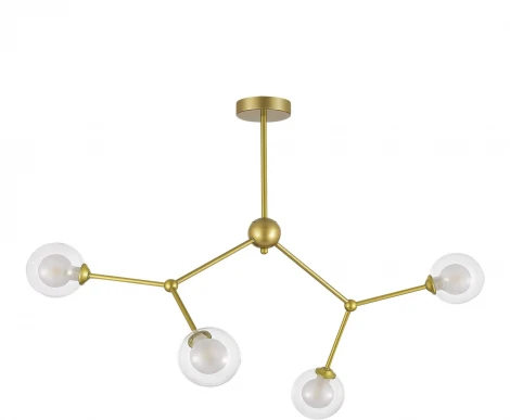 Потолочная люстра на штанге Evoluce Arcus SLE1106-203-04 Золотистый/Прозрачный, Белый G9 4*5W (220V, шарики, молекулы)