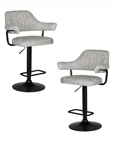 Набор 2 шт стул барный DOBRIN CHARLY BLACK (светло-серый твид (LEO04))