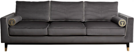 Диван Madrid Memory с кантом трехм. без мех.,велюр серый Colt1003+Colt030 Garda Decor арт.MADRID-Memory-Colt1003+Colt030