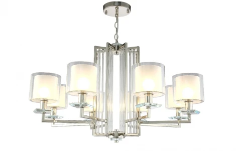 Подвесная люстра Crystal Lux Nicolas SP-PL8 NICKEL/WHITE (220V, на цепи)