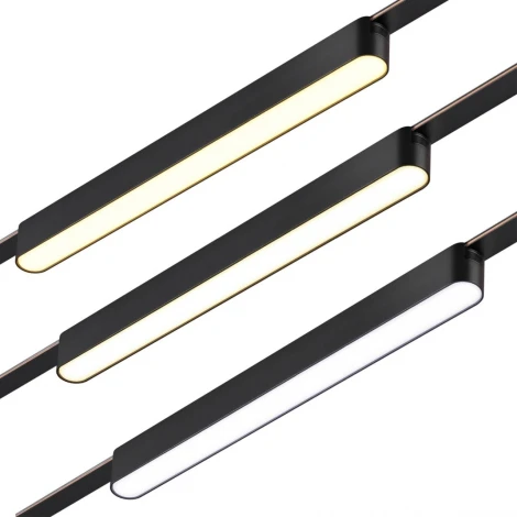 Трековый смарт-светильник для низковольтного шинопровода с двумя режимами работы Novotech Easy 359463 черный IP20 LED 18W 24V 3000-6000K (умный дом - Алиса, Tuya Smart)