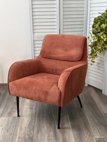 Кресло M-City MAGDA Cato-08 коричневый, ткань / черный каркас