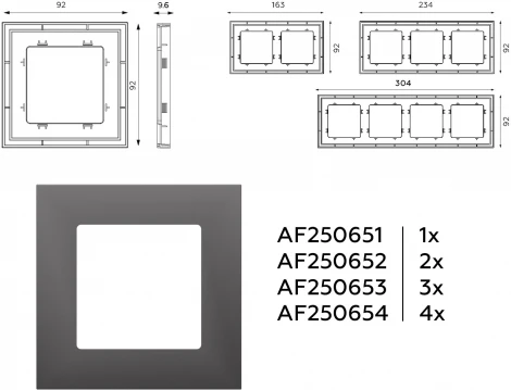 Рамка Ambrella Volt ALFA Qubi (Антрацит серый) 4-ая AF250654
