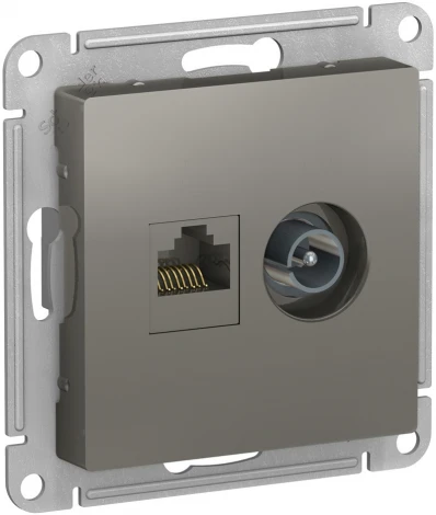 ТВ-розетка встраиваемая и Ethernet RJ-45 (сталь) Systeme Electric AtlasDesign ATN000989