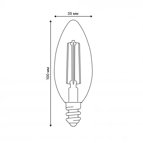 Лампа светодиодная, прозрачная, теплый белый свет 3000K Uniel Яркая A++ LED-C35-4W/3000K/E14/CL GLY01TR