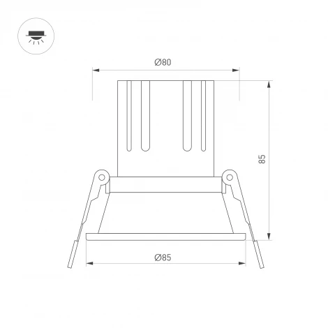Светильник встраиваемый MS-FLOW-BUILT-R85-12W Day4000 (WH, 55 deg, 230V) (Arlight, IP20 Металл) 060912