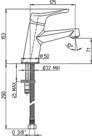 Смеситель Paini Bios 05CR205/574 для раковины, с гигиеническим душем