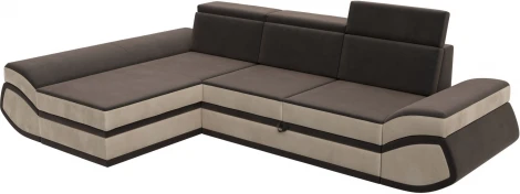 Диван угловой Лига-032 левый угол (Коричневый,Бежевый/Велюр) Лига Диванов арт.121646L