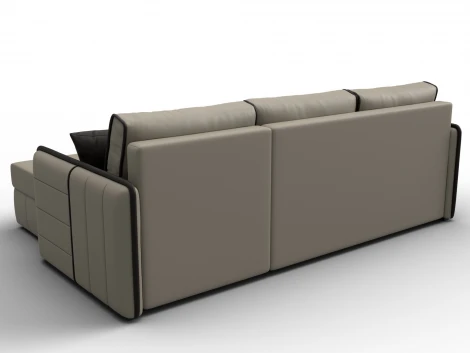 Диван угловой Лига-078 угол универсальный (ДСП/Пластик/Экокожа/Бежевый,Коричневый) Лига Диванов 130982