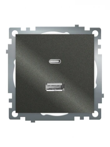 Розетка USB Type A+С (графит) Stekker Катрин 50052