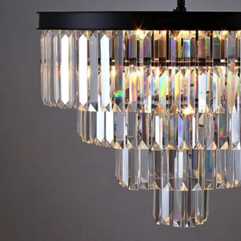Подвесная люстра каскадная Rh 1920S Odeon Clear Glass Fringe Chandelier D80 ImperiumLoft 40,292 (73479-22) (220V, на цепи)