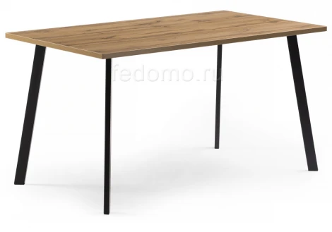 Обеденный стол из дерева Woodville Тринити Лофт 140 25 мм дуб вотан / черный матовый 456689