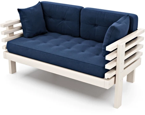 Диван Arsko Стоун Мини беленый дуб синий велюр