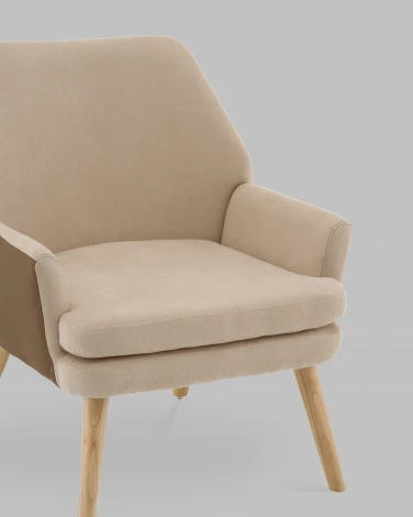 Кресло Харви бежевый с коричневой экокожей деревянные ножки Stool Group арт.УТ000040120