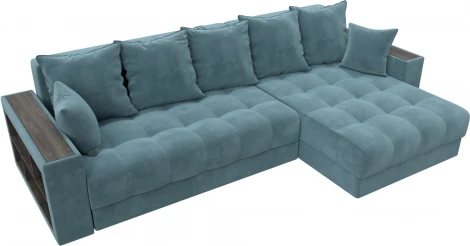 Диван угловой с декором и полкой Лига-050 НПБ Лига Диванов (Велюр) арт.128592