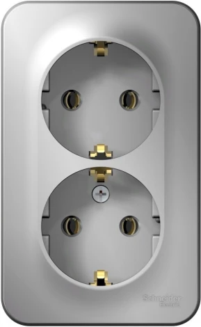 Розетка накладная двойная с заземлением (алюминий) Systeme Electric Blanca BLNRA010203