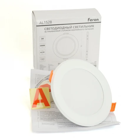 Точечный светильник встраиваемый светодиодный с БАП 9W Feron AL1528 48983 (220V, круглые)