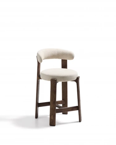 Полубарный стул Granite из бежевого шенилла и ясеня с отделкой орех 65 см La Forma (ex Julia Grup) 301957