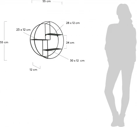 Полка La Forma (ex Julia Grup) Across (Черный/ Металл,Сталь)