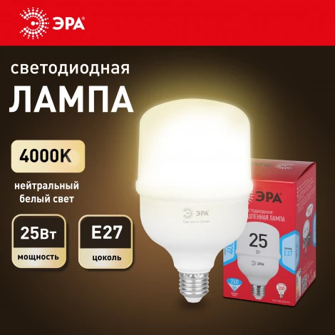 Лампочка светодиодная E27 25W ЭРА LED POWER T70-25W-4000-E27 R
