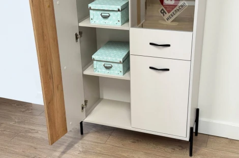 Доминика Шкаф двухдверный (со стеклом) Mebelson (ЛДСП/Дуб крафт золотой) арт.174982,3369