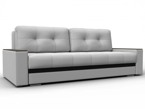 Диван прямой с декором Лига-096 НПБ (ДВП,ДСП,ЛДСП,Брус,Фанера/Пластик/Экокожа/Белый,Черный) Лига Диванов 133431