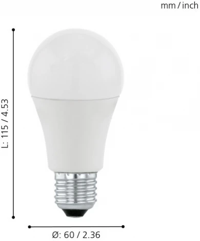 Лампочка светодиодная E27 9,5W 220V 806 lm 3000K Eglo Lm_led_e27 11714