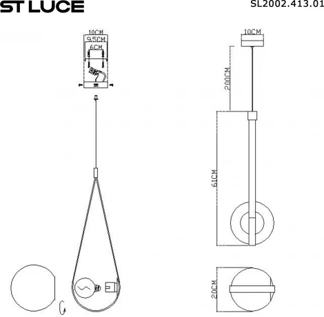 Подвесной светильник ST Luce Monbag SL2002.413.01 Черный/Белый E27 1*60W