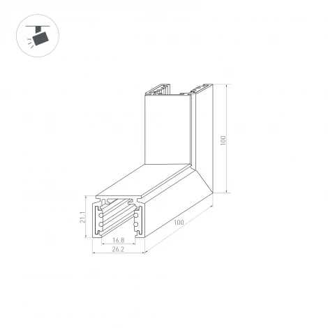 Коннектор угловой MAG-ORIENT-CON-2620-L90-EXT (BK, внешний) (Arlight, IP20 Металл) 036021