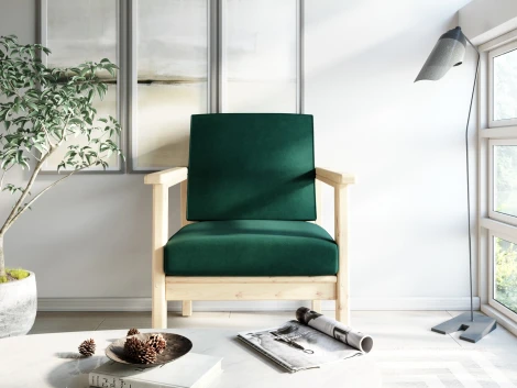 Кресло Arsko Лориан сосна велюр зеленый