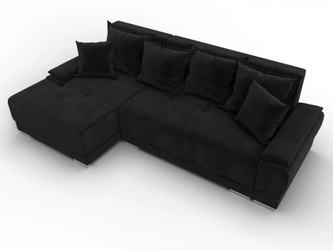 Диван угловой Лига-119 угол левый (ДСП,Брус,Фанера,ЛДС,Велюр/Черный) Лига Диванов 137094L