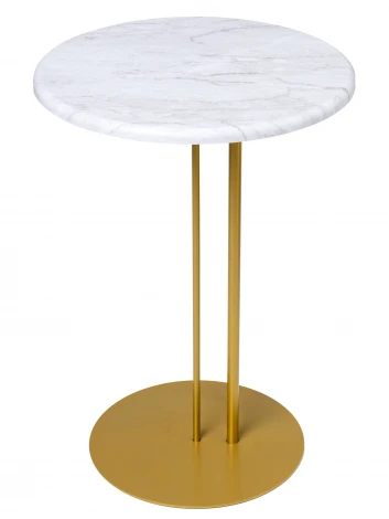 Стол приставной МеталлАрт М015 белый мрамор/золото Mebelik 009778