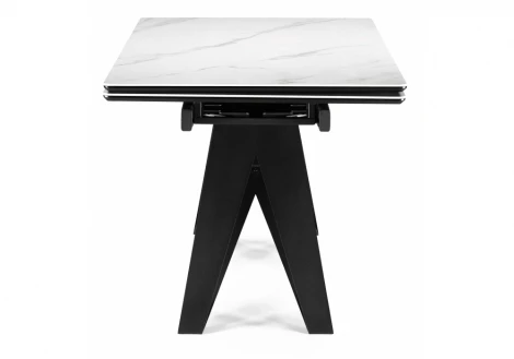 Кухонный стол Notta Блэкберн 160(220)х89 белый мрамор snow white / черный