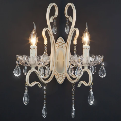 Бра Eurosvet 12205 12205/2 белый (хрусталь Strotskis, подвески, подсвечник, свеча)