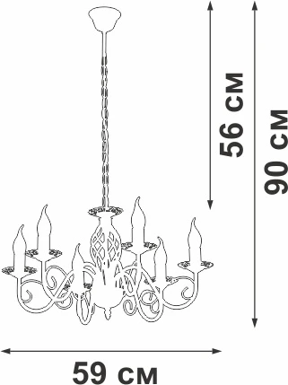 Подвесная люстра Vitaluce V1104-7/6 (220V, на цепи, подсвечник, свеча)
