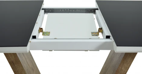 Стол Аврора Торонто 140, Белый с чёрным стеклом/Ель умбра, белый