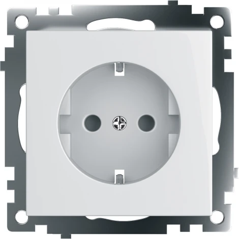 Розетка с заземлением и шторками (белый) Stekker Катрин 39304