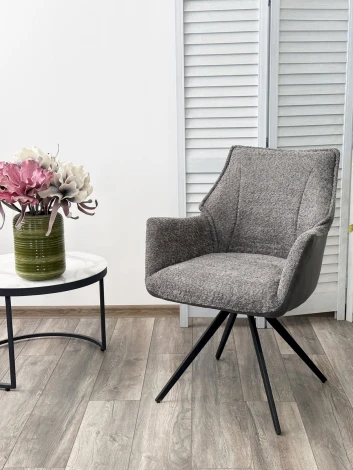 Стул BREVIS 180 град. поворот. XD841-16 Серый, букле/ GINO-457 Серый, ткань/ Черный, ®DISAUR