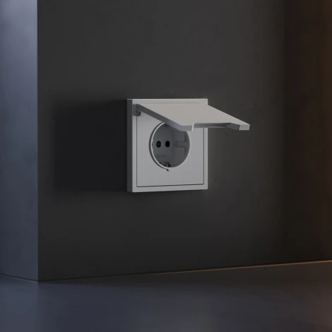 Накладка для розетки с заземлением защитными шторками и крышкой (серый) Voltum S70 VLS000816