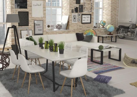 Обеденный стол Лофт М 120х70 Дуб беленый шпон