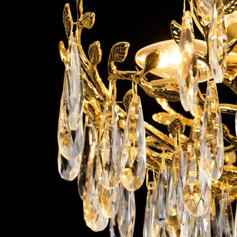 Подвесная люстра Citilux Ritz CL310062 (220V, хрусталь, подвески, на цепи, листья, ветки)
