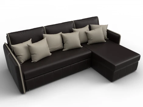 Диван угловой Лига-078 угол универсальный (ДСП/Пластик/Экокожа/Коричневый,Бежевый) Лига Диванов 130983