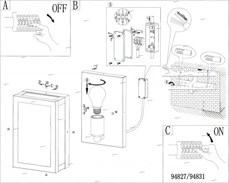 Настенный фонарь уличный Eglo Alamonte 94827 (220V, IP44)
