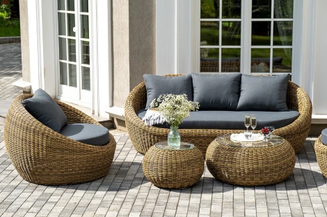 "Барселона" лаунж-зона из искусственного ротанга, цвет соломенный 4SIS арт.УТ-00010271