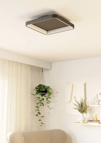 Потолочный светильник светодиодный Eglo Loretello 901252 12W(LED), 350x350, пластик, сталь, черный, 2700-6500K