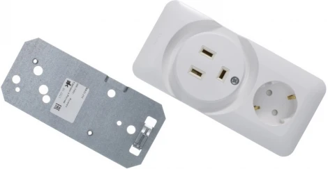 Розетка накладная комбинированная для электроплиты 32А и силовая с заземлением и шторками 16А (белый) Systeme Electric Прима RA32-211R-B